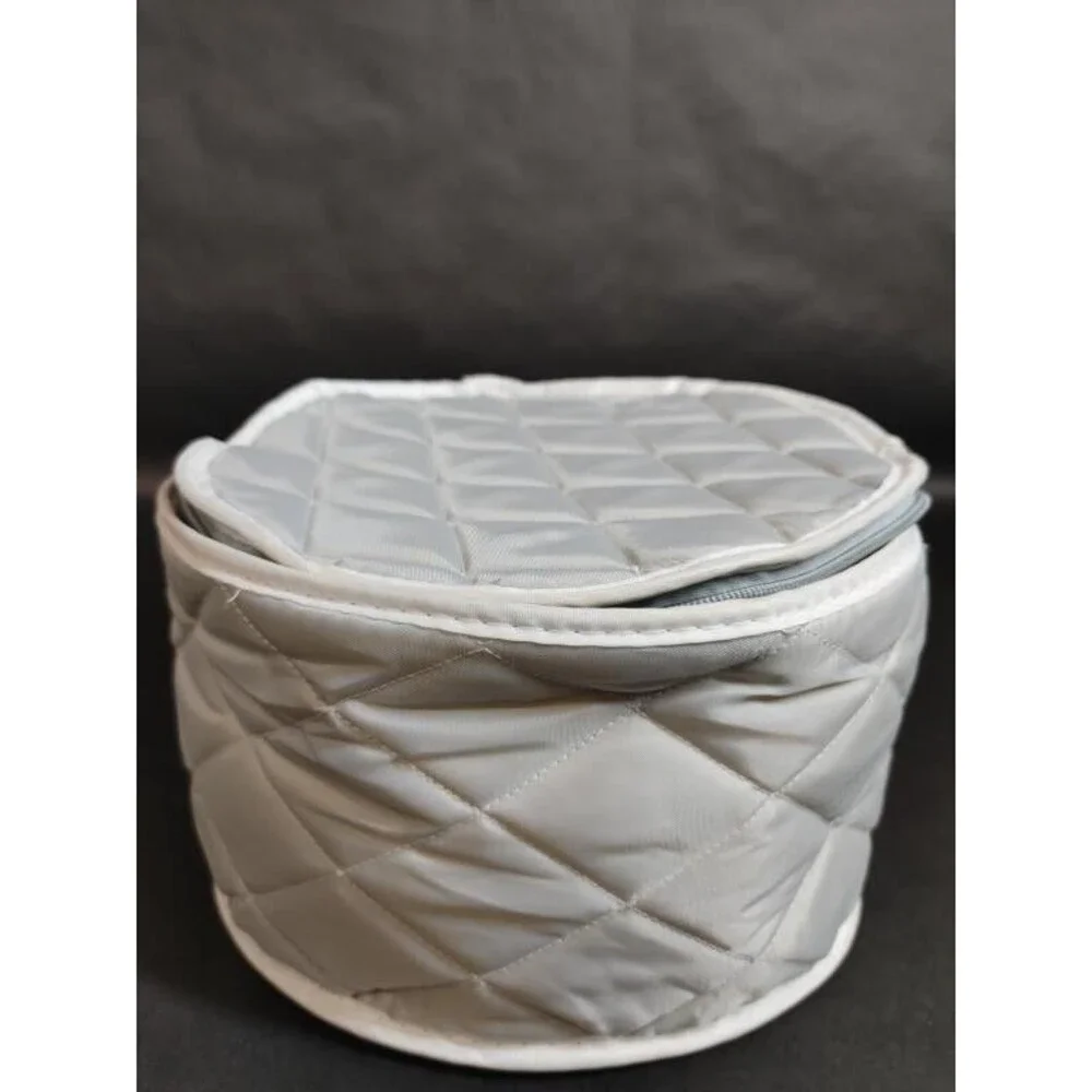 2pc Vtg Quilted Cases For Dinnerware Plates China Zipper Storage Bags Grey Home